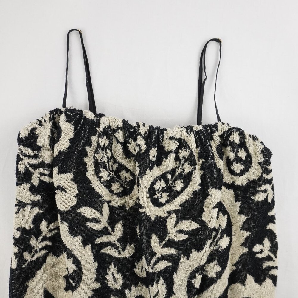 Zimmermann Rhiannon Cotton Terry Mini Dress in Black/Cream Size US 8 (NWT) - Picture 4 of 12